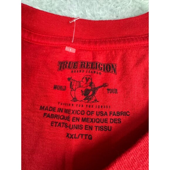 True Religion Mens Graphic Tee XXL Red Cotton Crewneck 1956 - Picture 2 of 12
